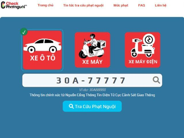 check phạt nguội ô tô tại Hà Nội