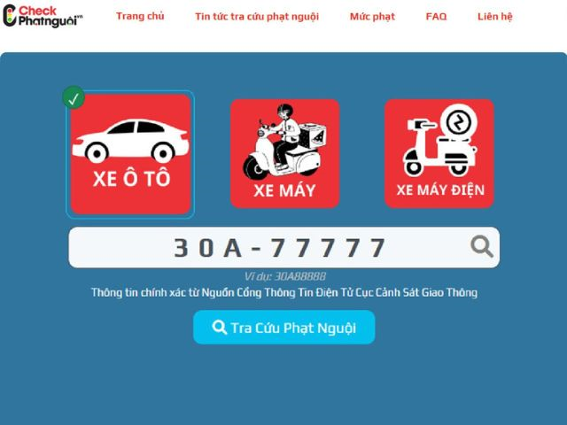 Tra cứu phạt nguội online chính xác